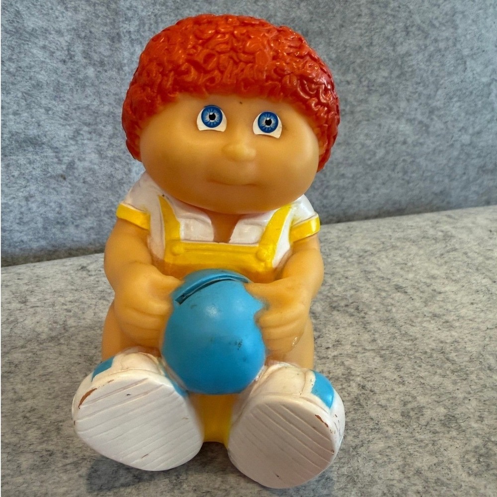 Vintage 1983 Cabbage Patch Kids Piggy Bank Boy with Red Hair‎ - Missing Stopper